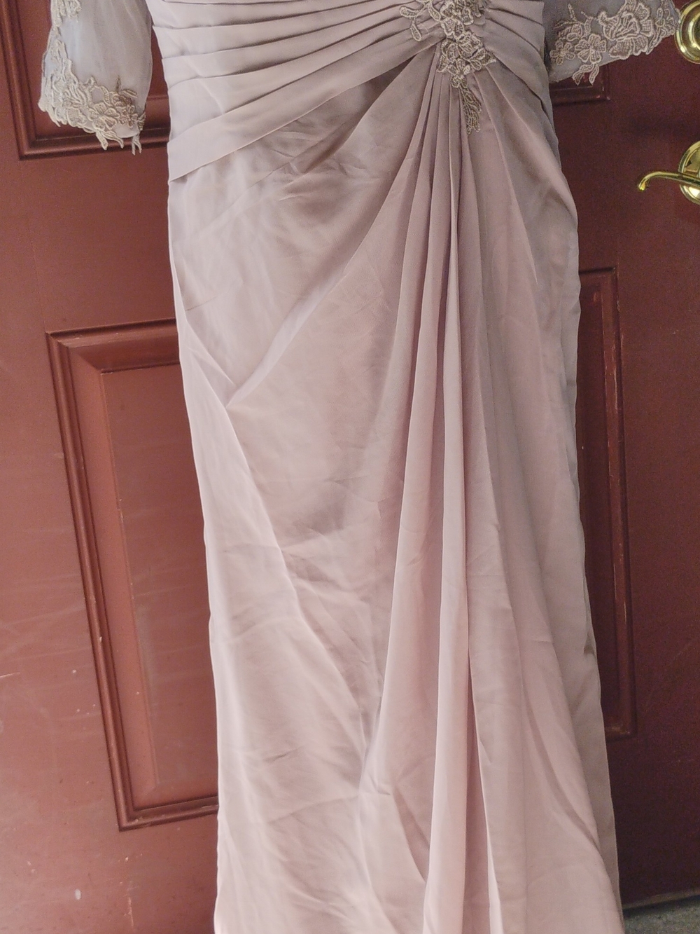 Elegant Draped Evening Dress in Light Blush